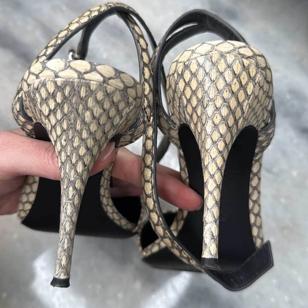 Alexander Wang Cream Python Ankle Strap Heel - 38… - image 4